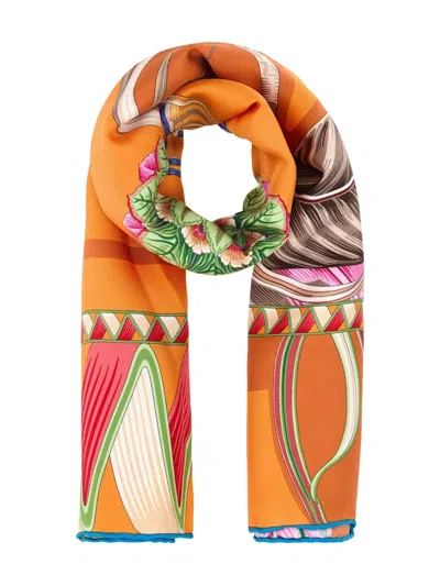 Ferragamo Silk Foulard With Floral Butterfly Print In Multi