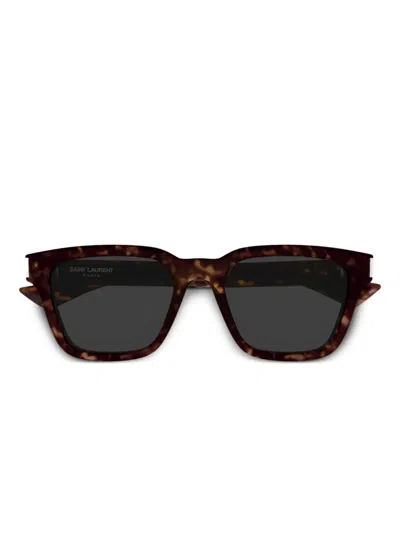Saint Laurent Sl 789 Jacques Linea Corner Angle 002 Havana Crystal Grey Sunglasses In Brown