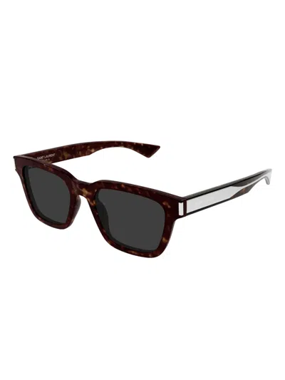 Saint Laurent Sl 789 Jacques Linea Corner Angle 002 Havana Crystal Grey Sunglasses In Brown