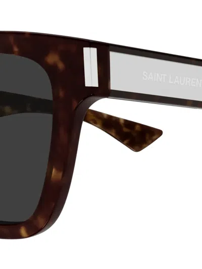 Saint Laurent Sl 789 Jacques Linea Corner Angle 002 Havana Crystal Grey Sunglasses In Brown