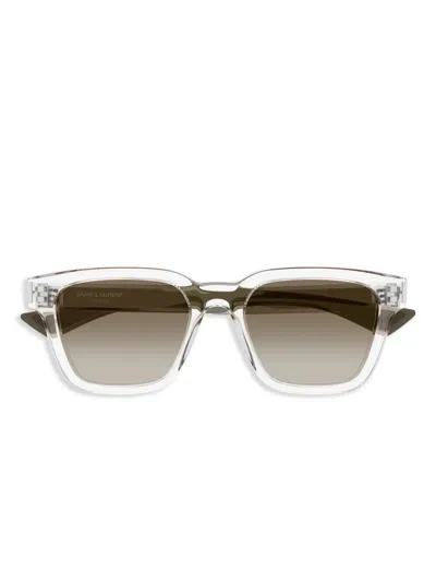 Saint Laurent Sl 790005 Crystal Crystal Green Sunglasses In Transparent