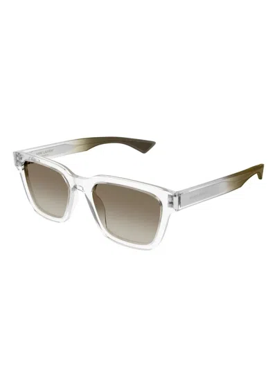 Saint Laurent Sl 790005 Crystal Crystal Green Sunglasses In Transparent