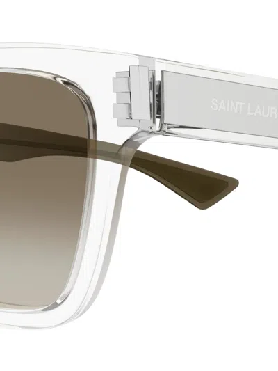 Saint Laurent Sl 790005 Crystal Crystal Green Sunglasses In Transparent