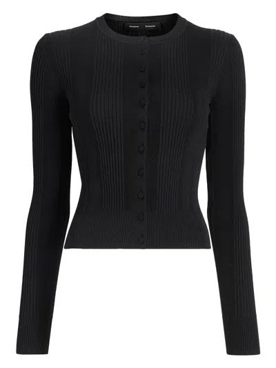 Proenza Schouler Currin Column Rib Button Down Top In Black