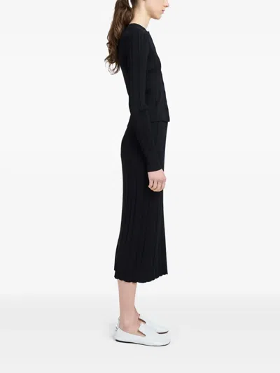 Proenza Schouler Currin Column Rib Button Down Top In Black