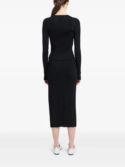 Proenza Schouler Currin Column Rib Button Down Top In Black