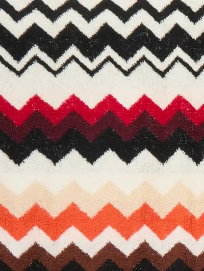 Missoni Red Multicolor Zigzag-pattern Cotton-terry Towels Set Of Two