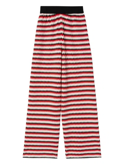 La Doublej Cropped Wide-leg Jacquard-knit Pants In Red