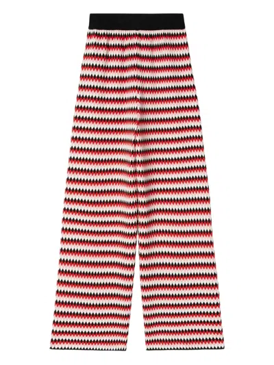 La Doublej Cropped Wide-leg Jacquard-knit Pants In Red