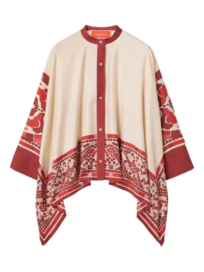 La Doublej La Double J Silk Foulard Shirt With Patternssilhouette In Multi
