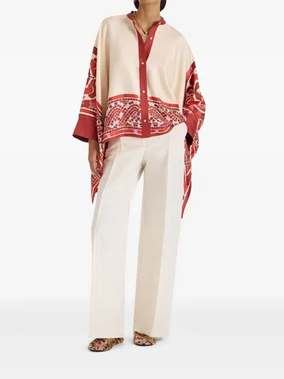 La Doublej La Double J Silk Foulard Shirt With Patternssilhouette In Multi