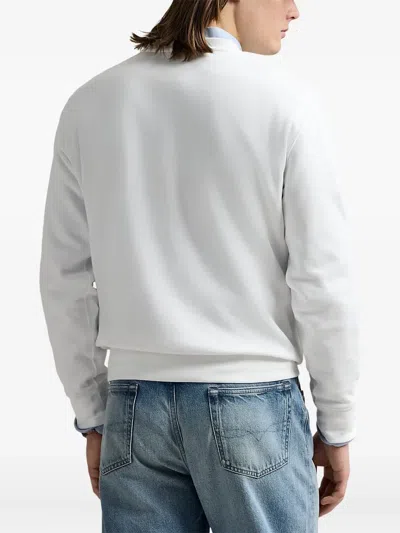 Polo Ralph Lauren Felpa In Misto Cotone Bianco  Uomo In White