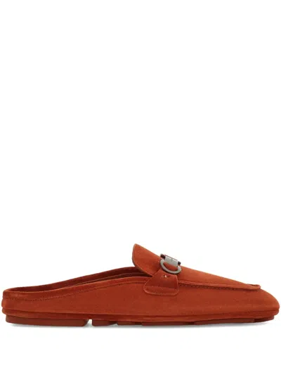Ferragamo Loafer Mule With Gancini Ornament In Brown