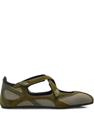 Attico Ballet Flats In Synthetic Fabric And Leather In Green