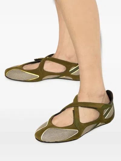 Attico Ballet Flats In Synthetic Fabric And Leather In Green