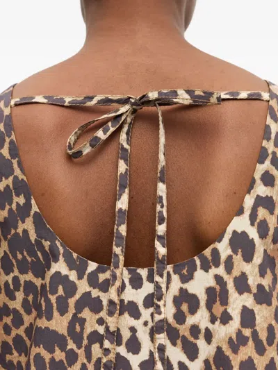 Ganni Leopard Printed Sleeveless Mini Dress In Animal Print