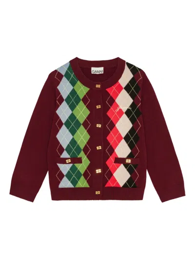 Ganni Cashmere Wool Mix Cardigan In Brown