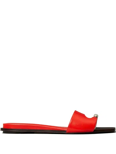 Tory Burch Pierced Open-toe Slide Sandals In Red