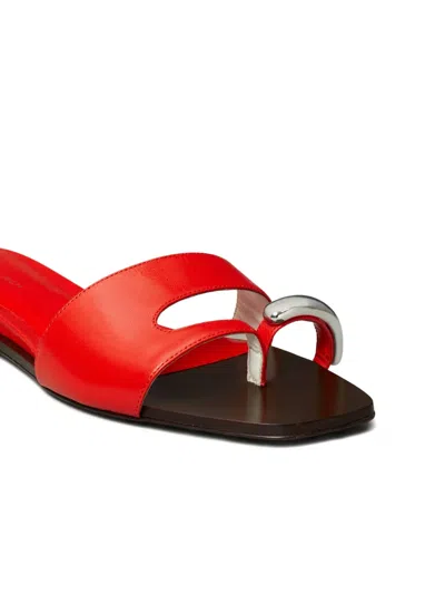 Tory Burch Pierced Open-toe Slide Sandals In Red