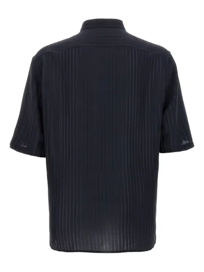 Saint Laurent Striped Shirt In Blue