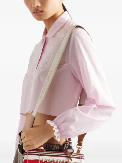 Prada Mini Bag Aus Gestreiftem Baumwoll-canvas