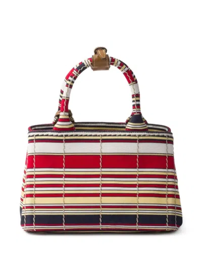 Prada Mini Bag Aus Gestreiftem Baumwoll-canvas