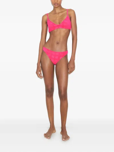 Tory Burch Textured Fabric Bikini Bottom With Adjustable Straps In Pink
