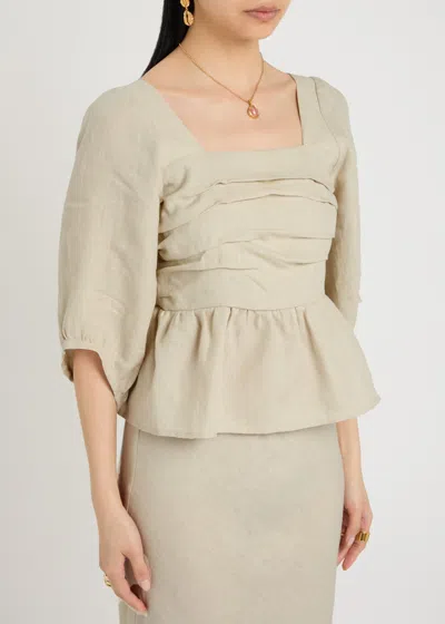 Casa Raki Idra Ruched Linen Blouse