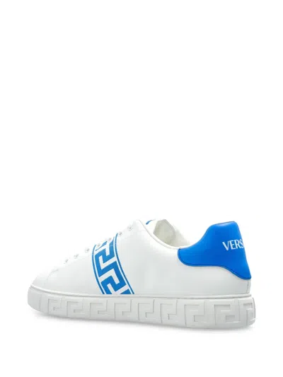 Versace Leather Low-top Greca Style Sneakers In White