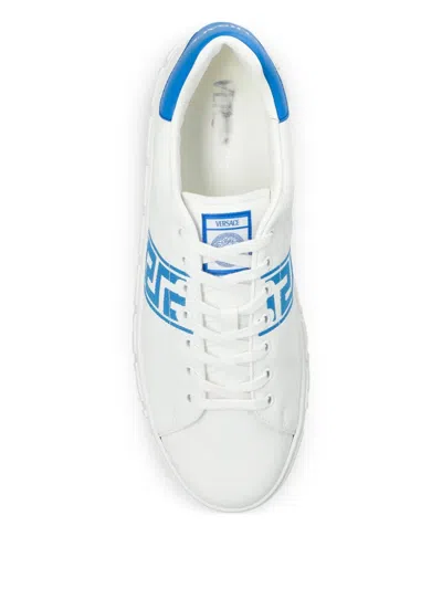 Versace Leather Low-top Greca Style Sneakers In White