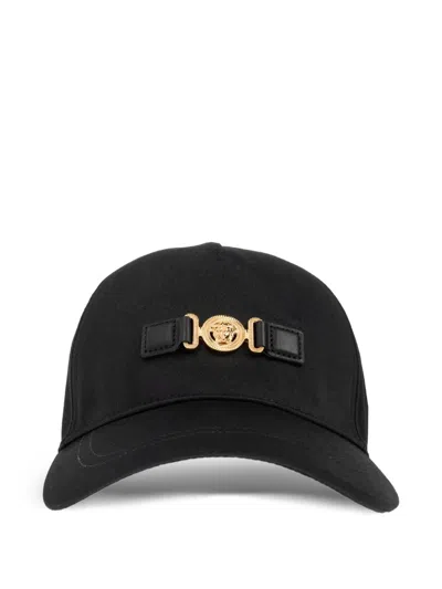 Versace Medusa Biggie Cotton Drill Adjustable Baseball Cap In Black