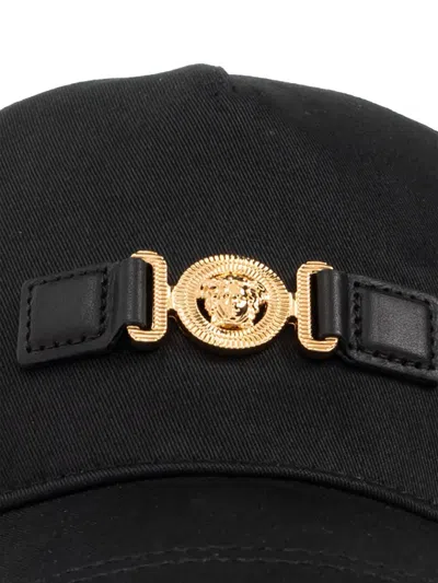 Versace Medusa Biggie Cotton Drill Adjustable Baseball Cap In Black
