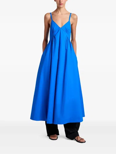 Proenza Schouler White Label Barker Sleeveless Stretch Poplin Dress In Blue
