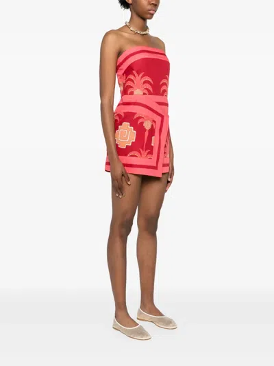 Johanna Ortiz Raiz Ritual Strapless Mini Dress In Multi