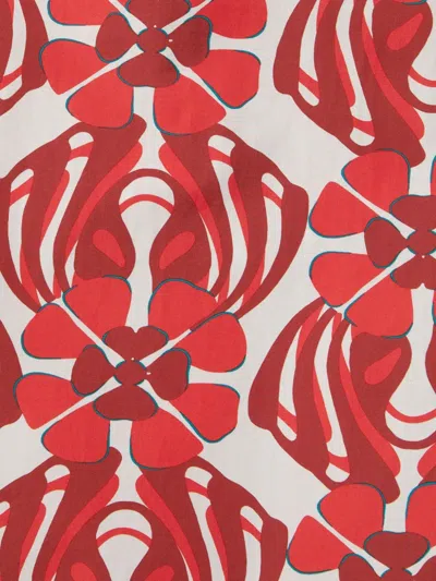 La Doublej Libertine Printed Cotton Shirt Dress In Red