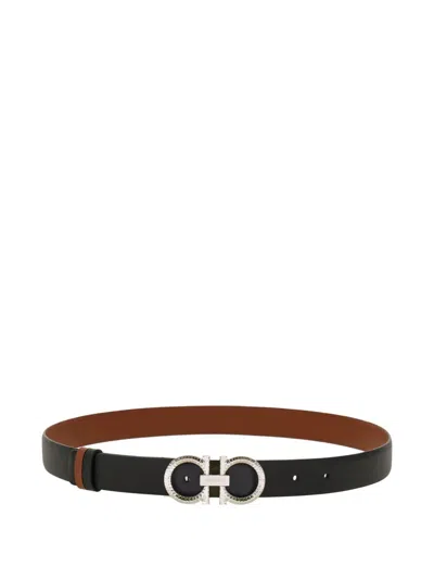 Ferragamo Reversible And Adjustable Belt With Hammered Gancini