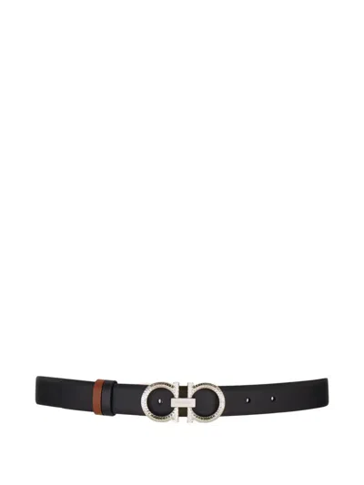 Ferragamo Reversible And Adjustable Belt With Hammered Gancini