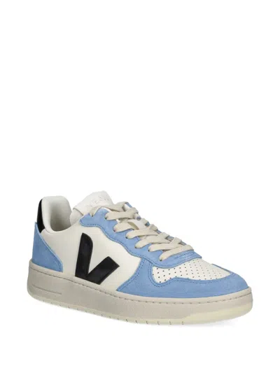 Veja Leather V-10 Sneakers In Blue