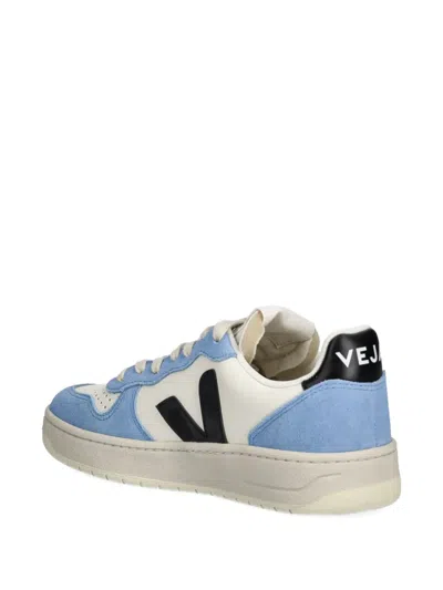 Veja Leather V-10 Sneakers In Blue