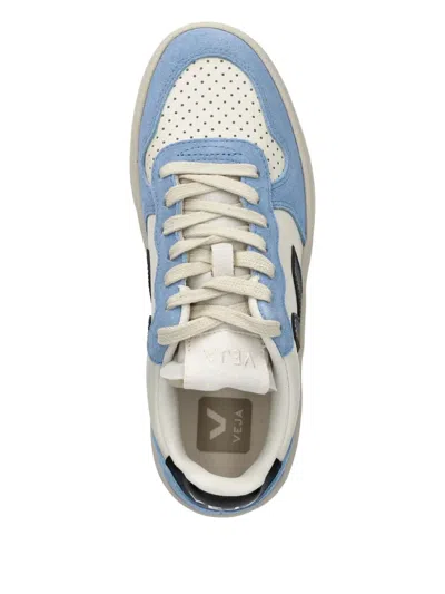 Veja Leather V-10 Sneakers In Blue