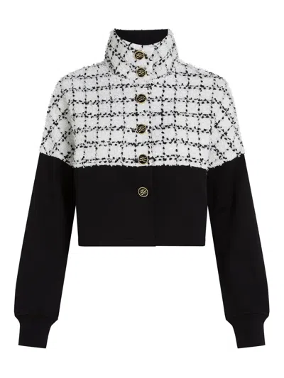 Karl Lagerfeld Bouclé Sweat Jacket In Black