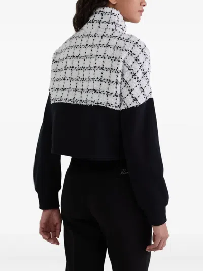 Karl Lagerfeld Bouclé Sweat Jacket In Black