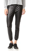 DAVID LERNER Vegan Leather Track Pants