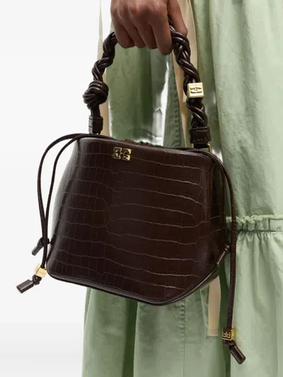 Ganni Bou Brown Bucket Bag In Brown