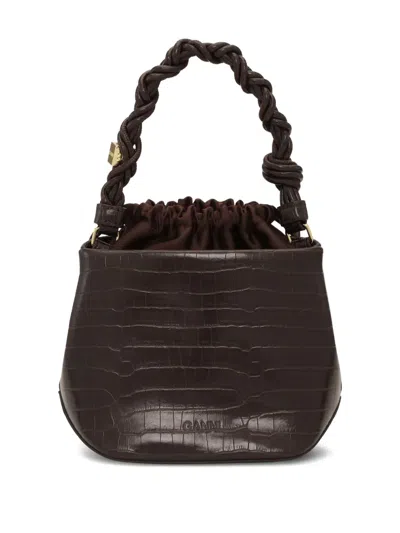 Ganni Bou Brown Bucket Bag In Brown
