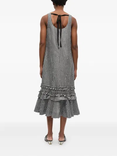 Ganni Gingham-print Dress In Gray