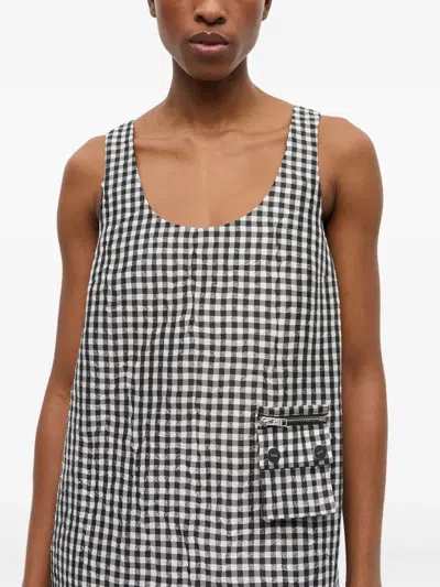 Ganni Gingham-print Dress In Gray