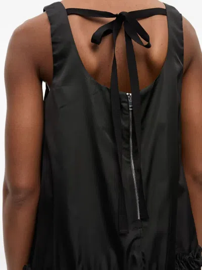 Ganni Duchesse Nylon U-neck Mini Dress In Black