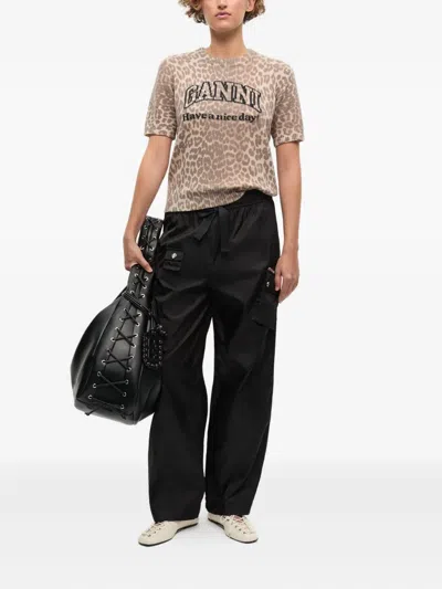 Ganni Leopard Wool T-shirt