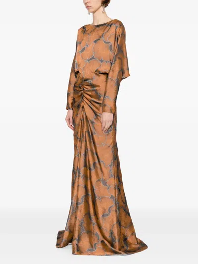 Amsale Long Sleeve Jacquard Gown